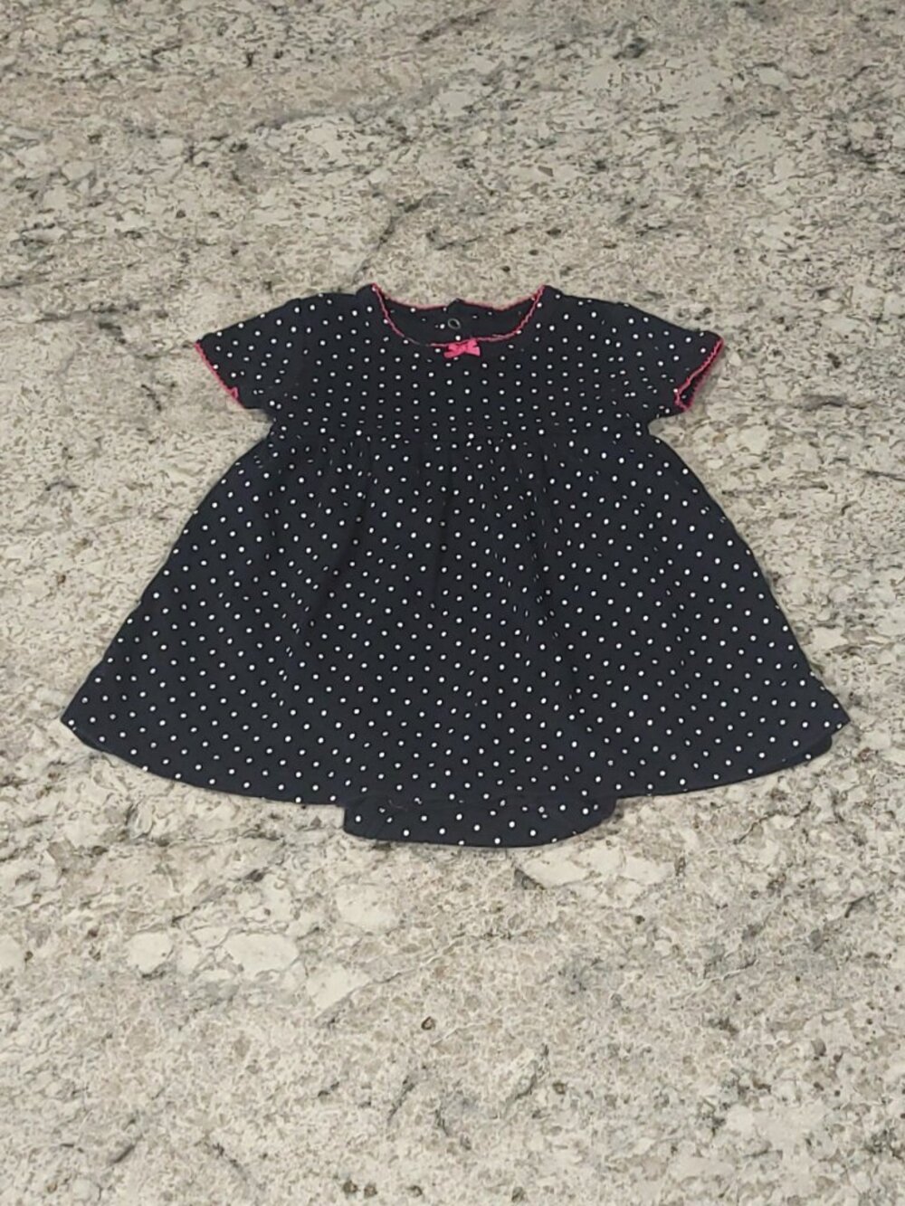 Carter's Baby Girl 3M Black White Polka Dot Dress Bodysuit